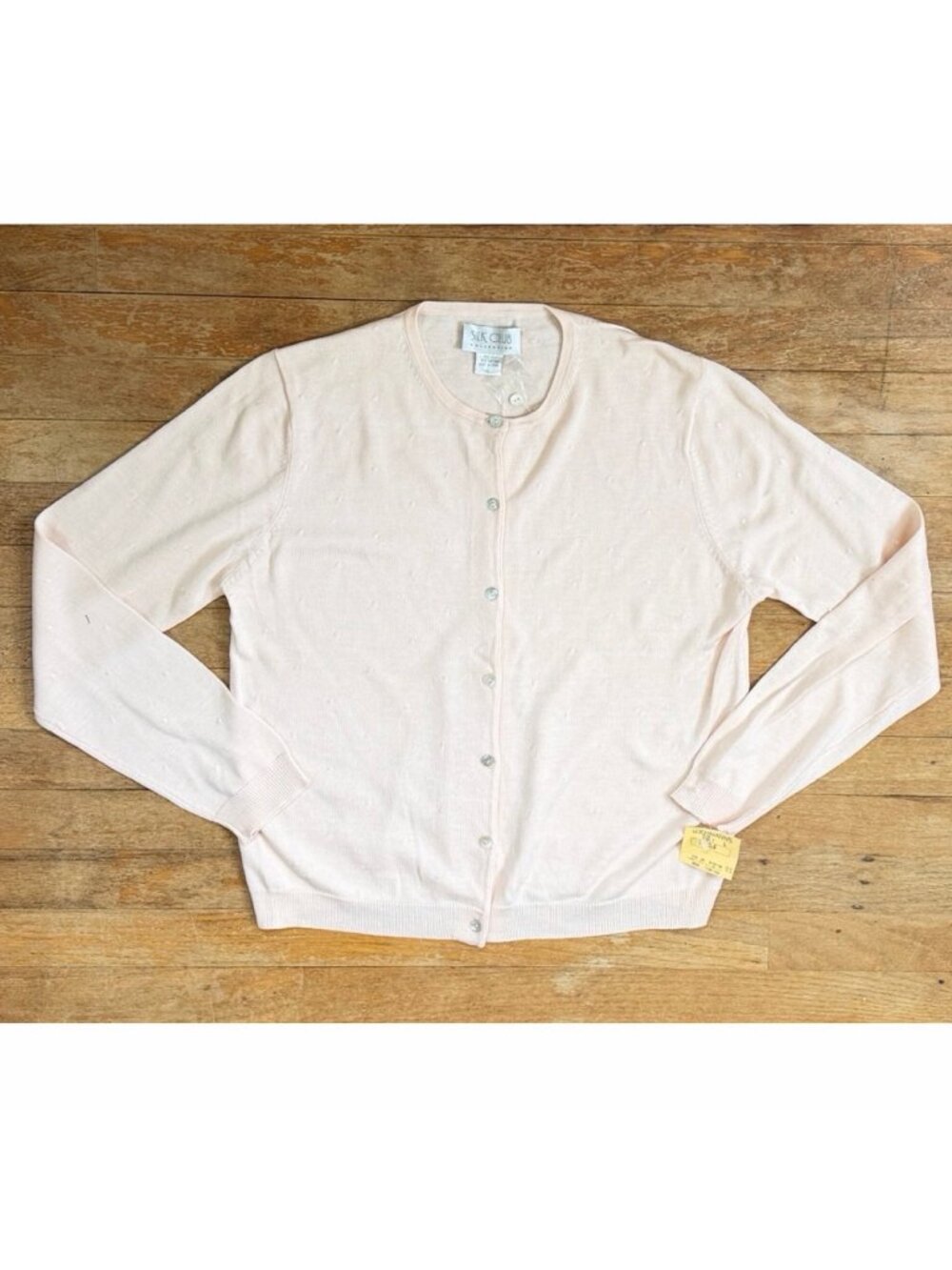 Vintage Knit Silk Cardigan Sweater Size Medium/Large 90s Light Pink Button Down